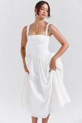 white broderie anglais midi sundress