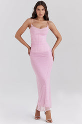 cotton candy corset maxi dress