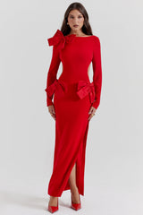 red bow maxi dress