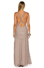 Cornell Brown Stripe Maxi Dress