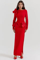 red bow maxi dress