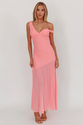 Treasure Sheer Hem Maxi Dress Pink