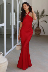 CHARA LOW CROSS BACK MAXI DRESS - CHERRY