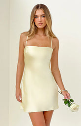 Chelsea Yellow Satin Mini Dress