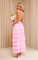 Georgie Pink Ruffle Prom Dress