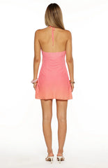 Better Days Pink Ombre Hibiscus Halter Mini Dress
