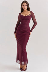 wine maxi dress
