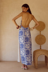 ELKA HALTER MIDI DRESS - HAVANNA NAVY