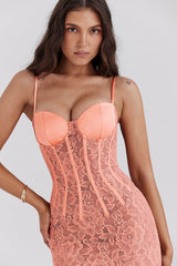sorbet lace godet maxi dress