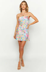 Ellie Floral Print Strapless Mini Dress