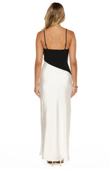 Elise Black Satin Cowl Front Maxi Dress