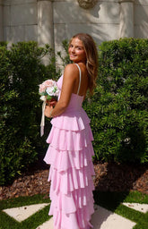 Felicity Pink Pearl Strap Ruffle Maxi Dress - PRE ORDER