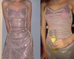 Sparkly Sexy Halter Asymmetric A-line ShortHomecoming Prom Dress, PD3515