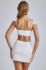 Cut Out Satin Mini Dress in Ivory
