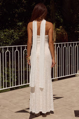 AMANA STRAPLESS SCARF MAXI DRESS - WHITE