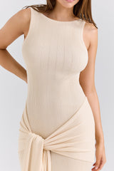 champagne waterfall maxi dress