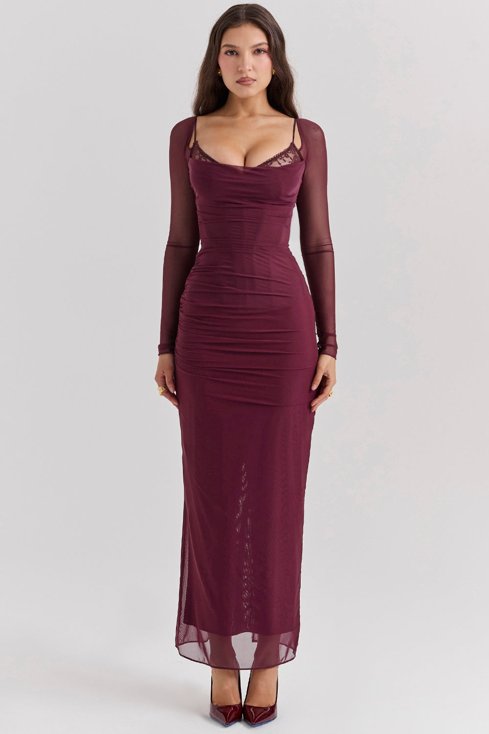 wine maxi dress