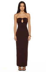 Jordan Brown Crepe Strapless Maxi Dress