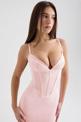 pink mesh bodycon maxi dress