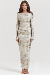 pale sage print maxi dress