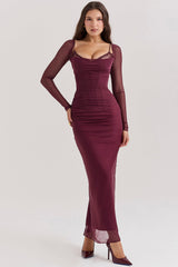wine maxi dress
