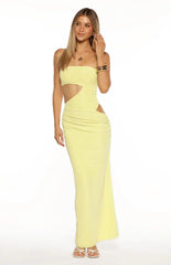 Xela Yellow Strapless Maxi Dress