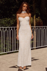 AMANA STRAPLESS SCARF MAXI DRESS - WHITE