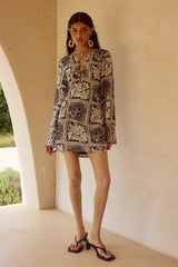 CHANTELLE SLEEVED MINI DRESS - HAVANNA BLACK