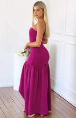 Aire Berry Frill Skirt Crepe Maxi Dress