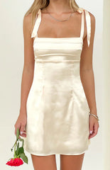 Akira Cream Tie Mini Dress