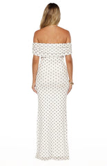 Cole White Polka Mesh Prom Dress