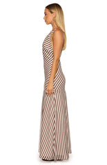 Cornell Brown Stripe Maxi Dress