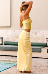 Elinor Yellow Satin Maxi Dress
