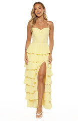 Georgie Yellow Ruffle Maxi Dress - PRE ORDER