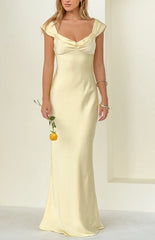 Jacky Yellow Satin Maxi Dress