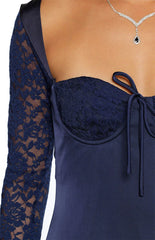Verity Navy Lace Long SLeeve Mini Dress