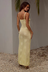 LENE SCOOP NECK KNIT MAXI DRESS - LEMON