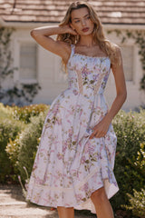 lilac floral cotton midi sundress