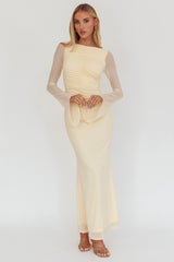 Luna Love Long Sleeve Mesh Maxi Dress Cream
