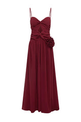 DANIKA SIDE SLIT MAXI DRESS - BERRY