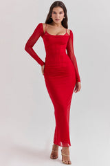 scarlet long sleeve maxi dress