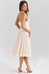 vintage cream georgette halter sundress